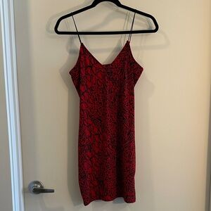 H&M Red and Black Patterned Mini Dress
